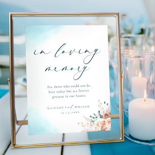 Poster En Mémoire d'amour Boho Turquoise et Pêcher Floral