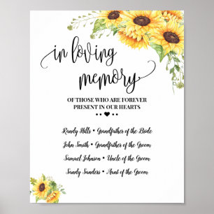 Poster En mémoire d'amour souvenir tournesol mariage