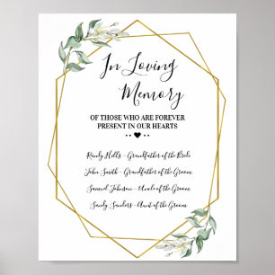 Poster En mémoire d'amour souvenir verdure mariage or