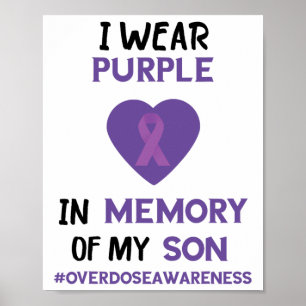 Poster En mémoire de mon fils Ruban violet Sensibilisatio