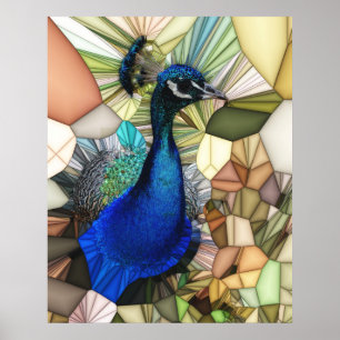 Poster en mosaïque Peacock coloré