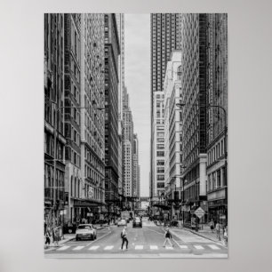 Poster en niveaux de gris de Chicago Madison Stree
