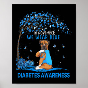 Poster En Novembre Nous Portons Bleu Boxe Tattoo Chien Di