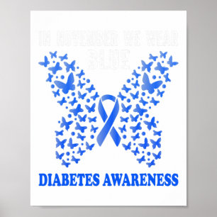 Poster en novembre nous portons bleu diabète sensibilisat