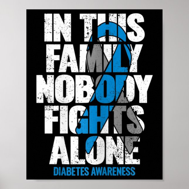 Poster En Novembre Nous Portons Bleu T1d T2d Diabète Diab (Devant)