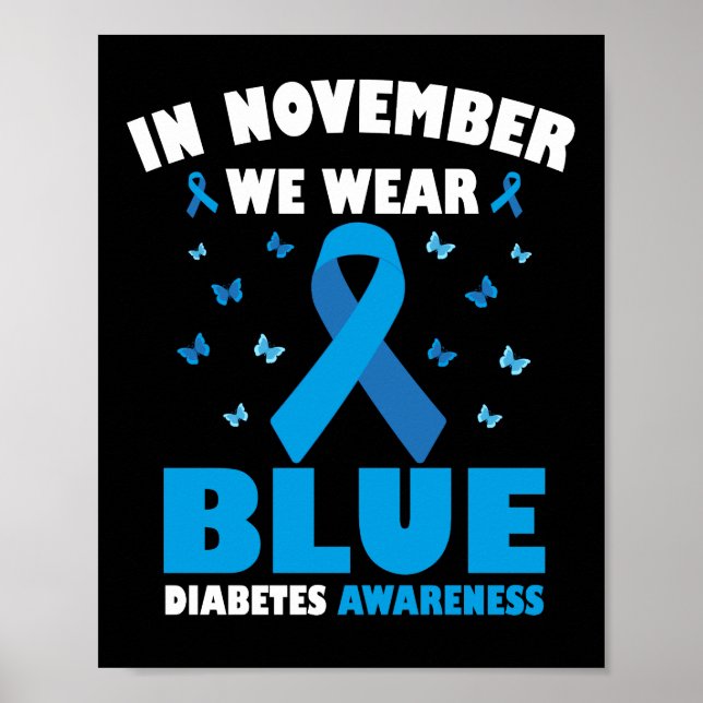 Poster En Novembre Nous Portons Blue Diabetes Sensibilisa (Devant)
