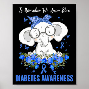 Poster En Novembre, Nous Portons Blue Elephant Diabetes A