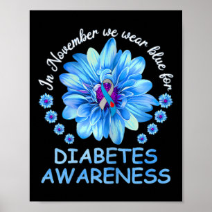 Poster En Novembre Nous Portons Blue Sunflower Diabetes A
