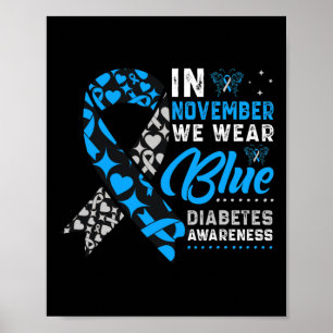 Poster En Novembre, Nous Portons Le Ruban Bleu T1D T2D Di