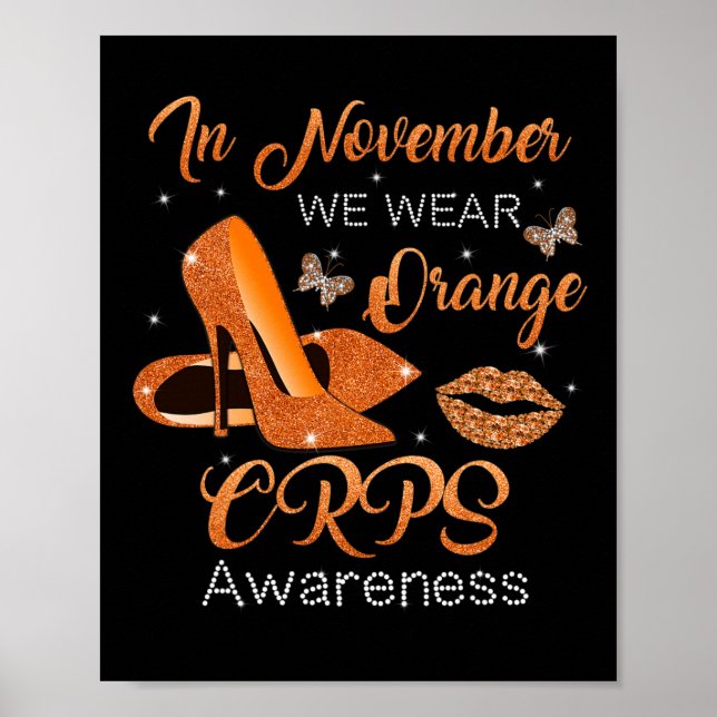 Poster En Novembre Nous Portons Orange High Talons Chauss (Devant)