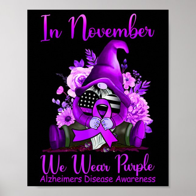 Poster En Novembre Nous Portons Violet Gnome Citrouille A (Devant)