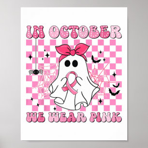 Poster En Octobre Nous Portons Le Cancer Du Sein Rose Fan