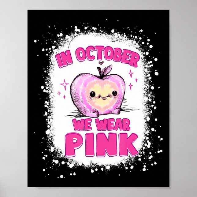 Poster En Octobre Nous Portons Pink Enseignant Cancer Du  (Devant)