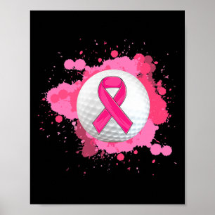 Poster En Octobre Nous Portons Pink Ribbon Golf Cancer Du