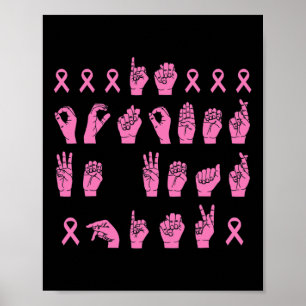 Poster En Octobre Nous Portons Pink Sign Language Breast