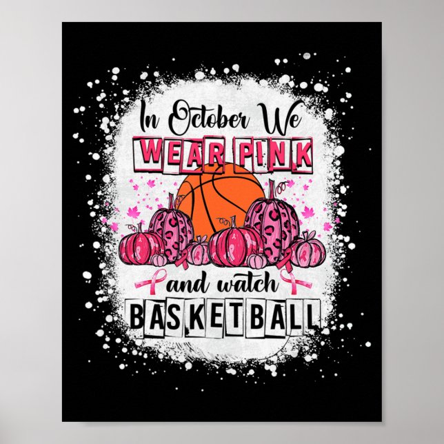 Poster En Octobre nous portons rose Basket Basket Cancer  (Devant)