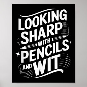 Poster En Regardant Sharp Avec Crayons Et Avec Esprit