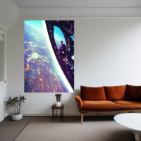 En regardant vers le bas la planète | AI Art Poste