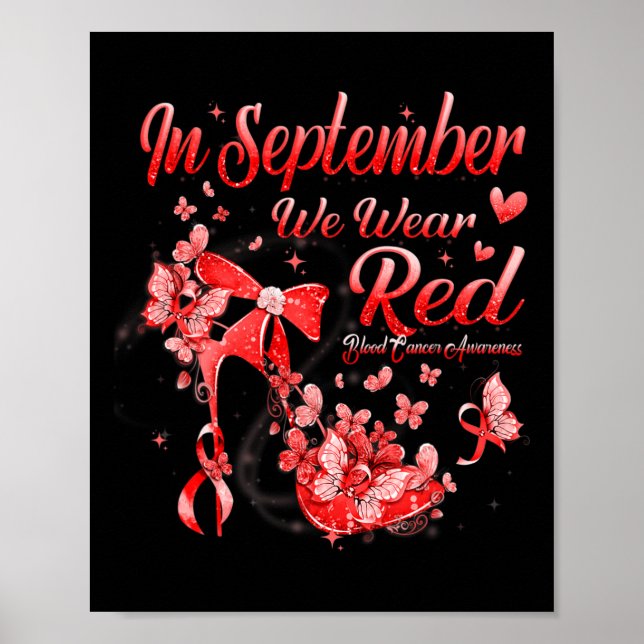 Poster En Septembre Nous Portons Le Papillon Rouge Cancer (Devant)
