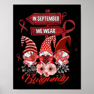 Poster En septembre, nous portons le ruban bordeaux pour 