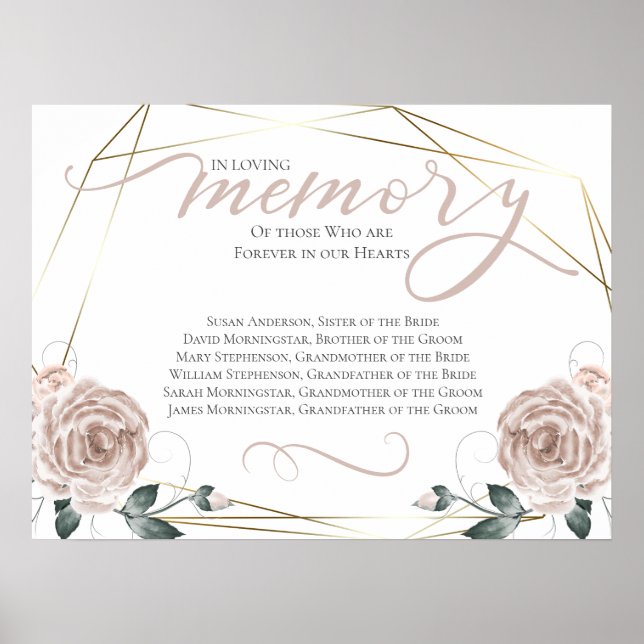 Poster En Souvenir Affectueux Cérémonie de Mariage en Mém (Devant)