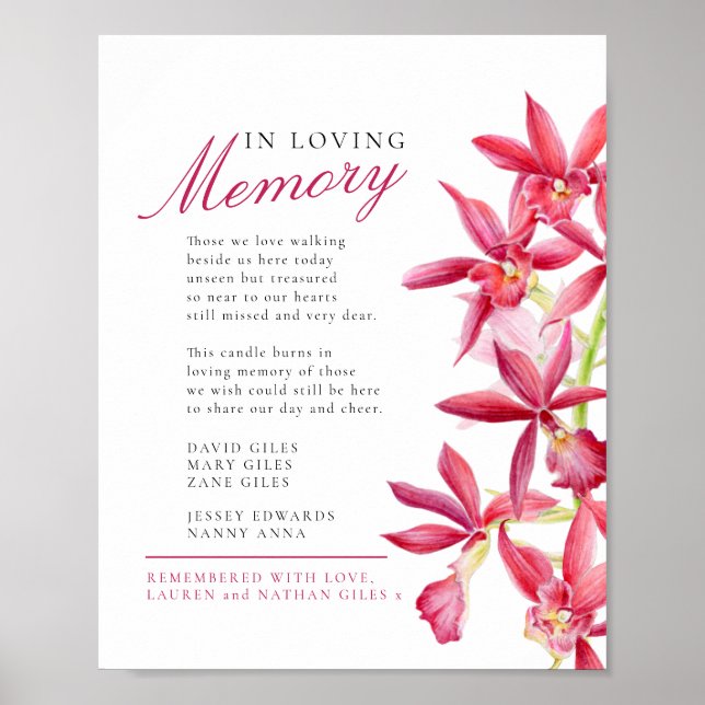 Poster En souvenir affectueux mariage aquarelle orchidée  (Devant)