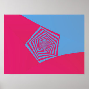 Poster en spirale rose et bleu du Pentagone