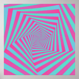 Poster en spirale rose et bleu du Pentagone