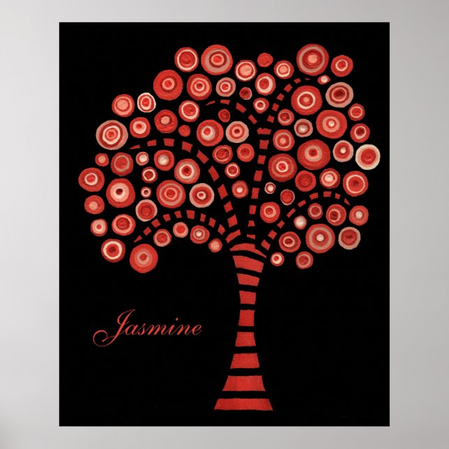 Poster en toile de peinture murale de l'Arbre Roug (Devant)
