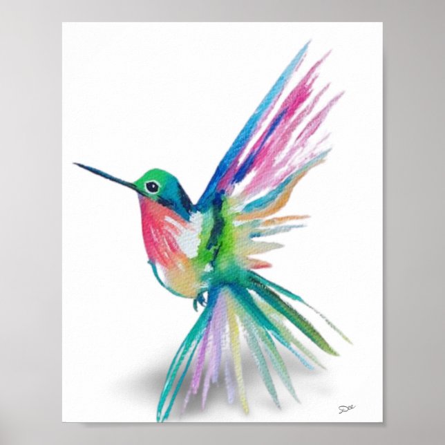 Poster en toile Rainbow Hummingbird Premium (8x10) (Devant)
