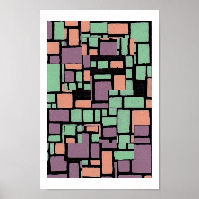 Poster en tuiles brisées avec bordure (Devant)