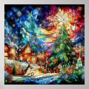 Poster en verre coloré de Noël