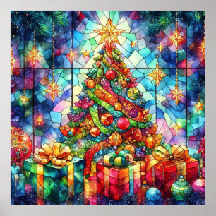 Poster en verre coloré de Noël