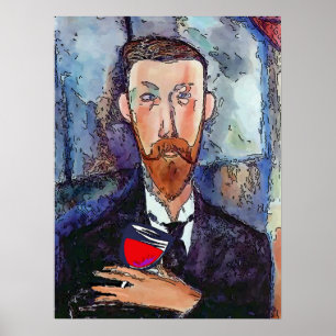 Poster en verre de vin pour jeune homme