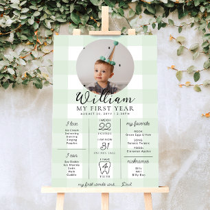 Poster En vichy Vert Premier anniversaire jalon Calendrie
