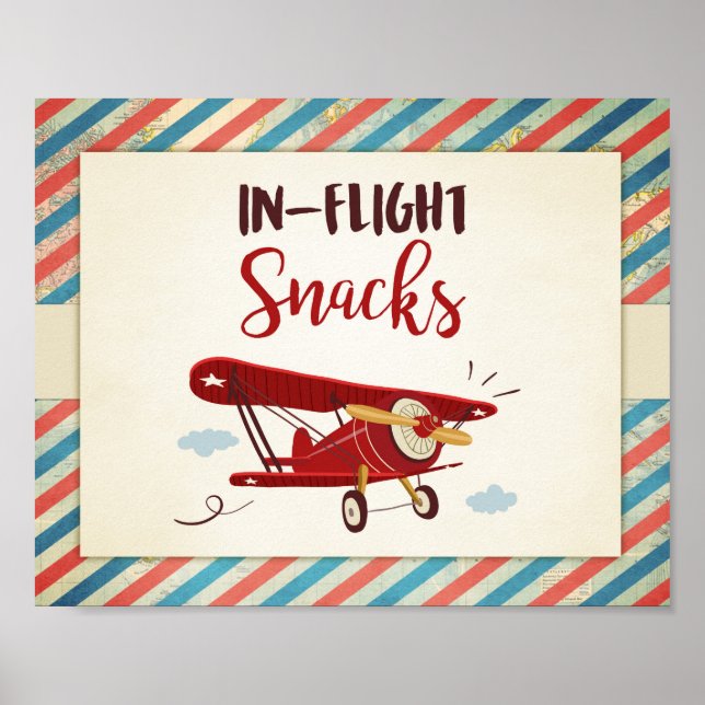 Poster En vol snacks Signaler Avion nourriture table Snac (Devant)