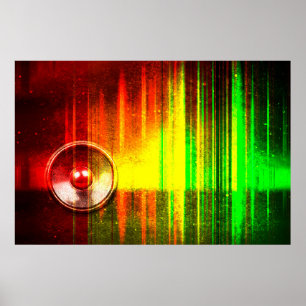 Poster Enceinte musicale avec ondes sonores