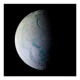Poster Encelade lune Saturne astronomie univers télescope