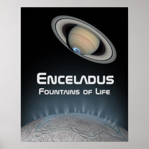 Poster Encelade Saturn Moon Fontaines de vie