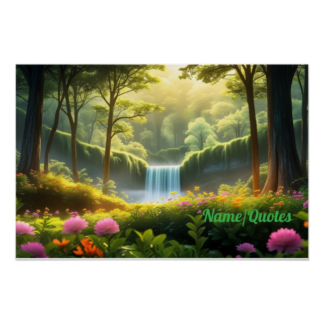 Poster Enchanted Forest Waterfall (Devant)