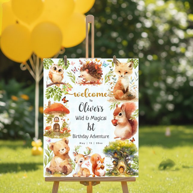 Poster Enchanted Forest Wild One Boy Birthday Welcome (Créateur téléchargé)