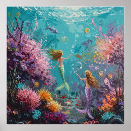 Poster Enchanted Mermaid Underwater Scene
