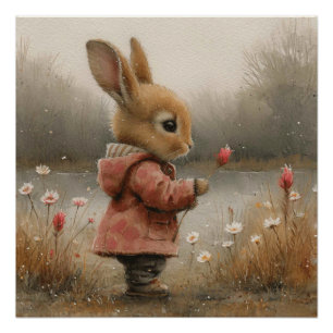 Poster Enchantement Bunny Bliss : Un Peu de Fantaisie Lap