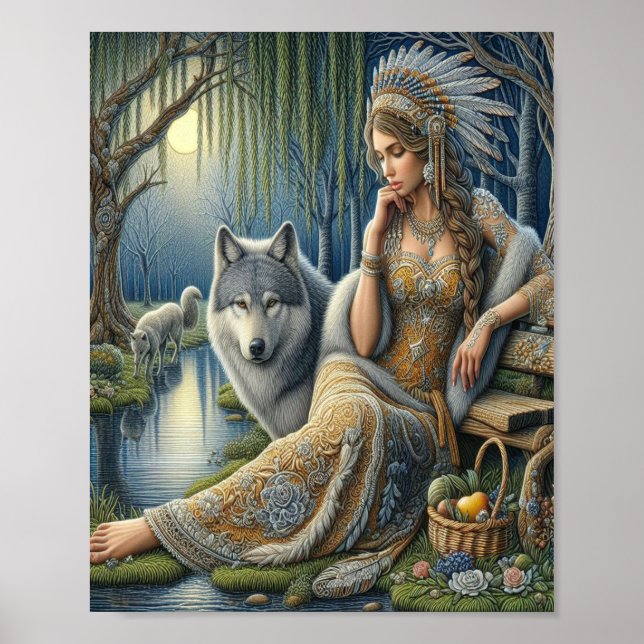 Poster Enchantement Lune dans la Forêt Mystique8x10 (Devant)