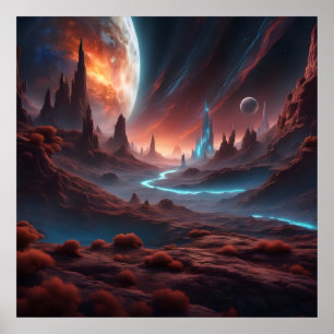 Poster Enchanteur Sci-Fi Surreal Extraterrestrial World