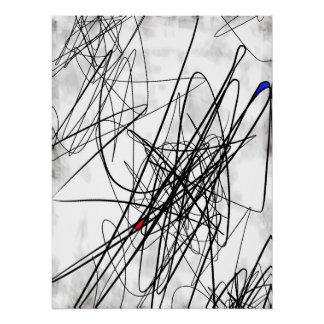 Poster Enchevêtré – Art abstrait gestuel contemporain