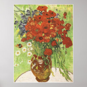 Poster Encore Vie Rouge Pavois et Marguerites, Van Gogh 1