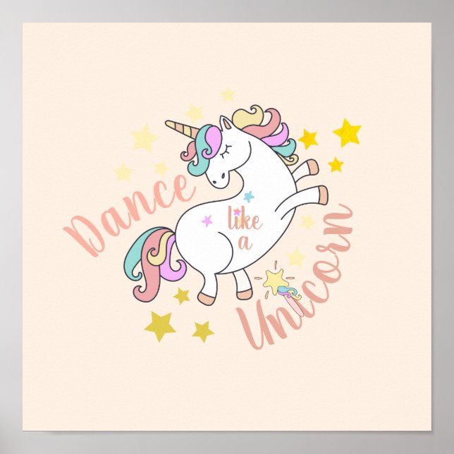Poster Encouragement de licorne mignonne (Devant)