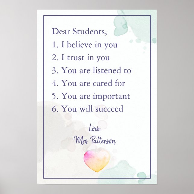 Poster Encouragement Enseignants Salle de classe (Devant)