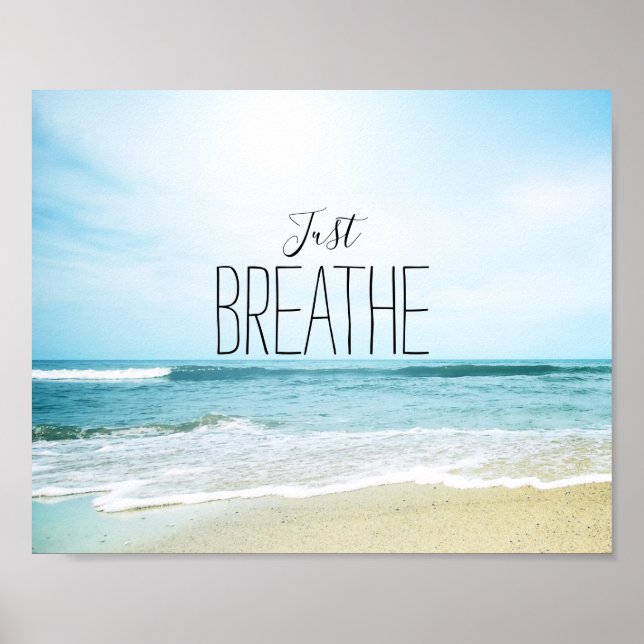 Poster Encouragement Just Breathe at the Beach (Devant)